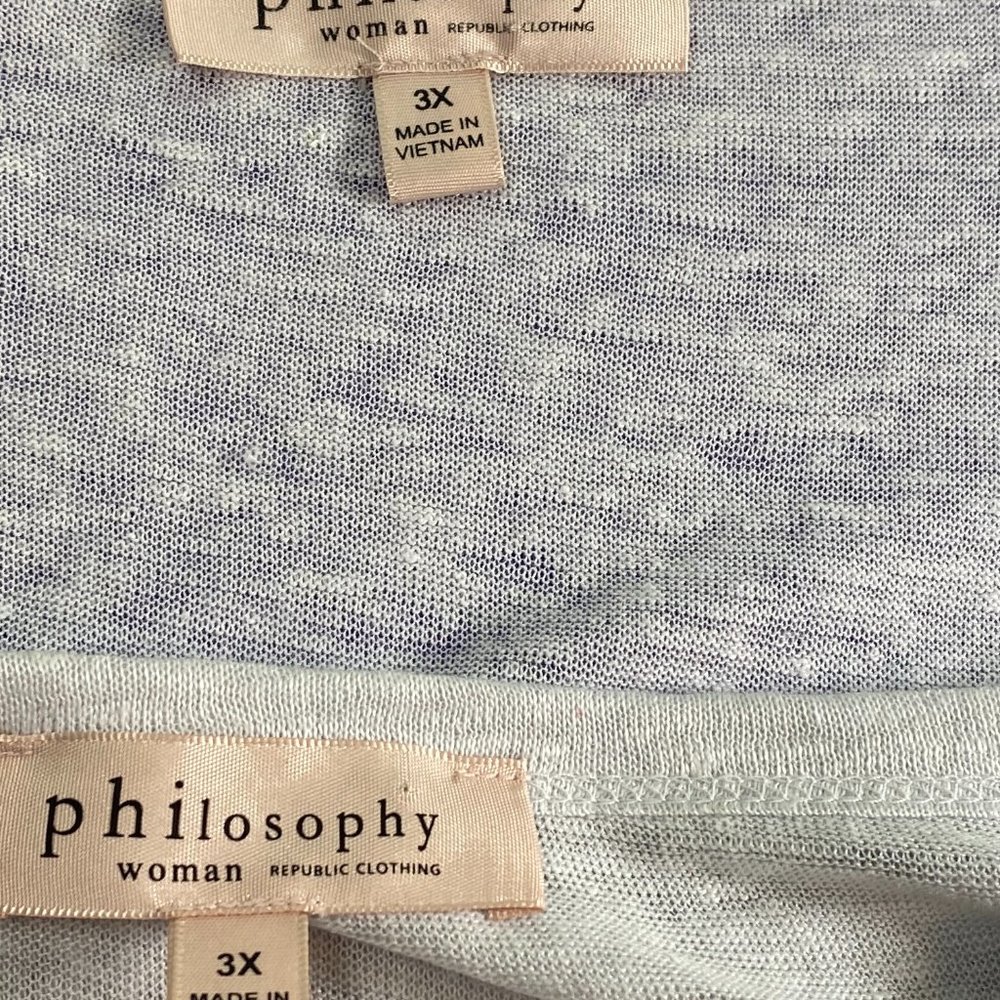 📌Philosophy Light Gray Linen Top & Tank top under - Picture 13 of 14